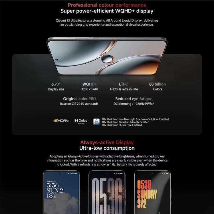 Xiaomi 15 Ultra Global, 16GB+1TB, 3D Ultrasonic Fingerprint, 200MP Camera, 6.73 inch Xiaomi HyperOS 2 Snapdragon 8 Elite Octa Core 3nm, NFC, Network: 5G
