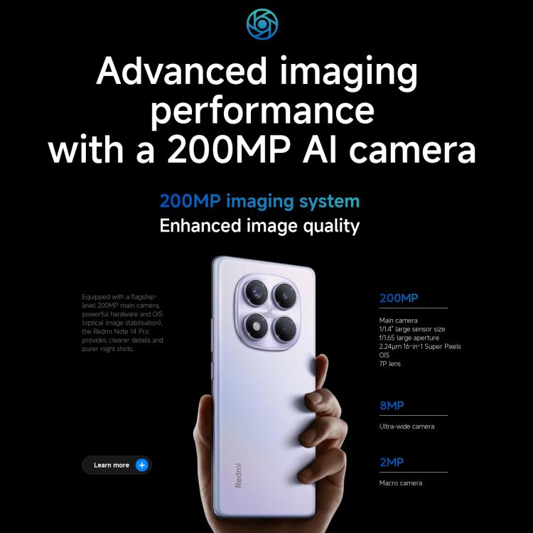 Xiaomi Redmi Note 14 Pro 4G Global, 12GB+256GB, In-screen Fingerprint, 6.67 inch Xiaomi HyperOS Helio G100-Ultra Octa Core, NFC, Network: 4G