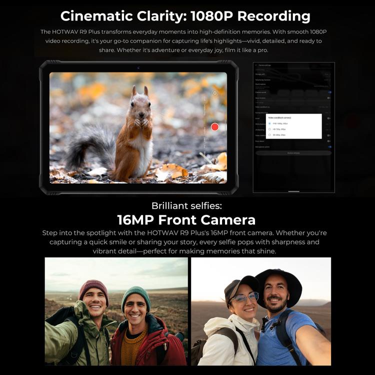 HOTWAV Tab R9 Plus IP68/IP69K Rugged Tablet, 8GB+512GB, 11 inch Android 14 Unisoc T7280 Octa Core 4G Network, Global Version with Google Play, EU Plug