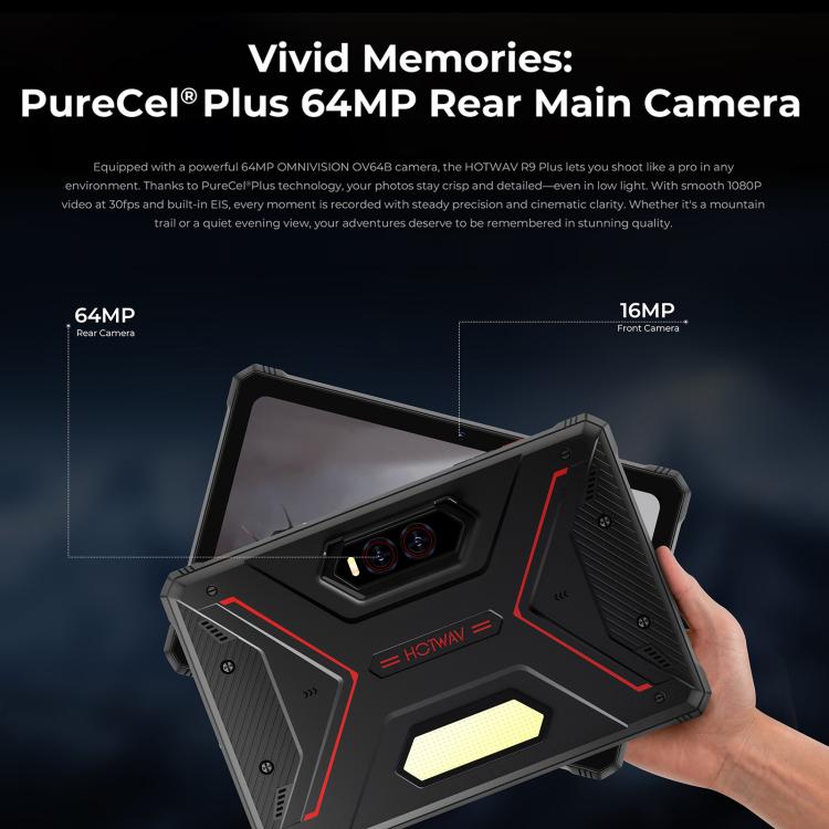 HOTWAV Tab R9 Plus IP68/IP69K Rugged Tablet, 8GB+512GB, 11 inch Android 14 Unisoc T7280 Octa Core 4G Network, Global Version with Google Play, EU Plug