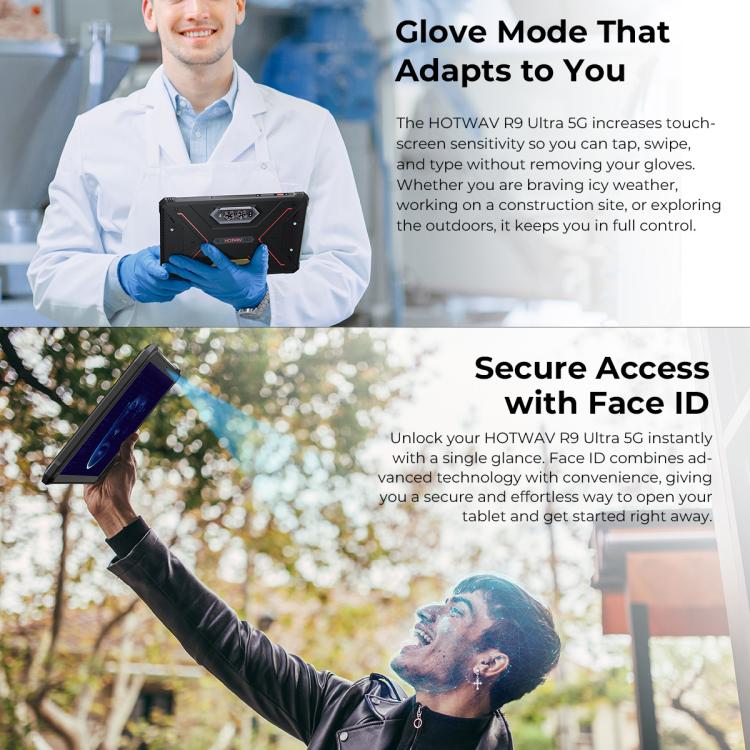 HOTWAV Tab R9 Ultra IP68/IP69K Rugged Tablet, 8GB+512GB, 11 inch Android 15 Unisoc T8200 Octa Core 5G Network, Global Version with Google Play, EU Plug