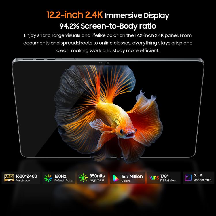 Blackview MEGA 12 Tablet PC, 12GB+256GB, 12.2 inch Android 16 MediaTek Dimensity 7200 Octa Core, Network: 5G, Global Version with Google Play
