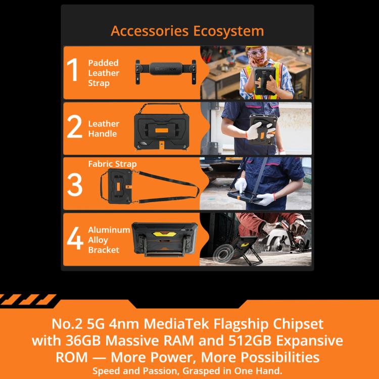 Blackview Active 10 Pro 5G Rugged Tablet, 12GB+512GB, 10.95 inch Android 14 Dimensity 7300 Octa Core, Global Version with Google Play, 12GB+512GB