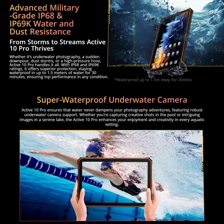 Blackview Active 10 Pro 5G Rugged Tablet, 12GB+512GB, 10.95 inch Android 14 Dimensity 7300 Octa Core, Global Version with Google Play, 12GB+512GB